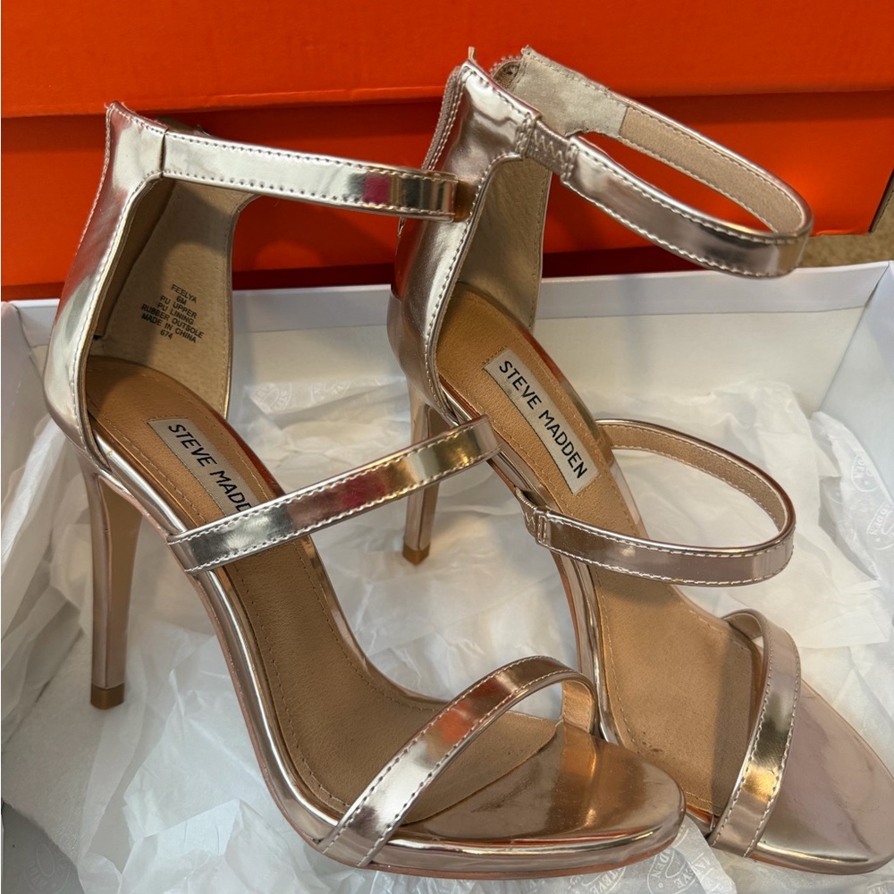 Steve Madden Metallic Pink Strappy Heels